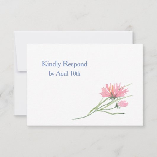 Waterverf Roze Floral Wedding RSVP (Voorkant)