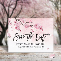 Waterverf Roze Floral Wedding Save the Date