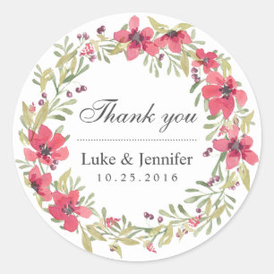  Waterverf Roze Floral Wreate Sticker