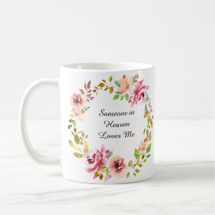 Waterverf Roze Floral Wreath Memorial Keepslag Koffiemok