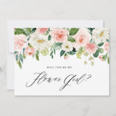 Waterverf roze Florals ben je mijn Bloemenmeisje Kaart (Voorkant)