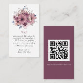 Waterverf Roze Florals QR Code Weddenschap RSVP Informatiekaartje (Voorkant / Achterkant)