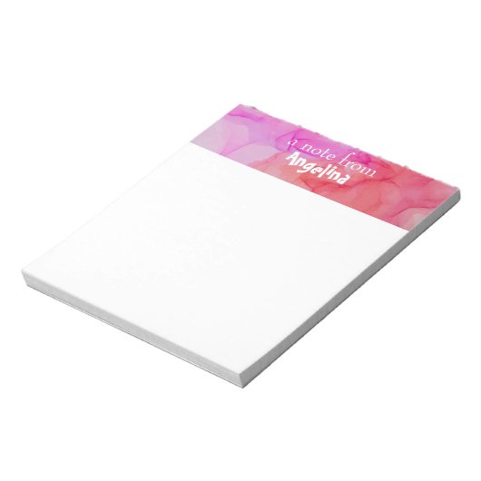 Waterverf roze fuchsia splash witte letter notitieblok (Gedraaid)