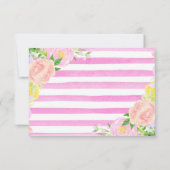 Waterverf Roze Geel Blauw Bloemen Huwelijk RSVP Kaartje (Achterkant)