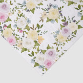 Waterverf Roze Geel Witte Rozen Baby shower Tissuepapier (Detail)