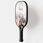 Waterverf Roze Gele Rozen op zwart, Monogram Pickleball Paddle (Links)