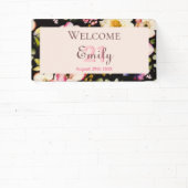 Waterverf Roze & Gele Rozen op Zwart, Verjaardag Spandoek (Insitu)