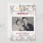 Waterverf Roze Gele Rozen, zwart wazig, Bruiloft Aankondiging (Voorkant)