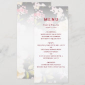 Waterverf Roze Gele Rozen, zwart wazig, Bruiloft Menu (Voorkant / Achterkant)