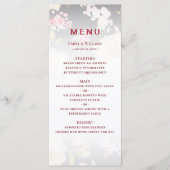 Waterverf Roze Gele Rozen, zwart wazig, Bruiloft Menu (Voorkant)