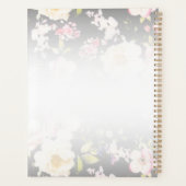 Waterverf Roze Gele Rozen, zwart wazig, Bruiloft Planner (Achterkant)