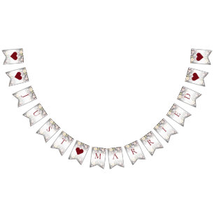 Waterverf Roze Gele Rozen, zwart wazig, Bruiloft Vlaggetjes