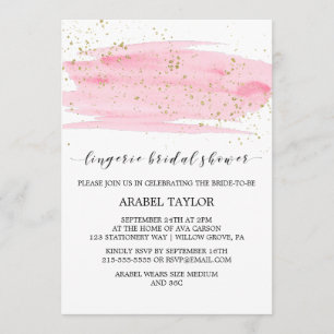 Waterverf Roze & Gold Lingerie Vrijgezellenfeest Kaart