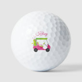 Waterverf Roze Golf Cart gepersonaliseerd Golfballen (Voorkant)