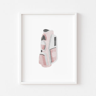 waterverf roze golfclub tas poster
