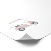 Waterverf  roze golfkar poster (Hoek)