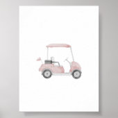 Waterverf  roze golfkar poster (Voorkant)