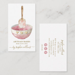Waterverf Roze Goud Bakker Bakkerij Banketbakker Visitekaartje