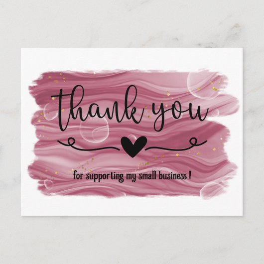 Waterverf Roze Goud Roze Dank U Zakelijk Briefkaart (Voorkant)