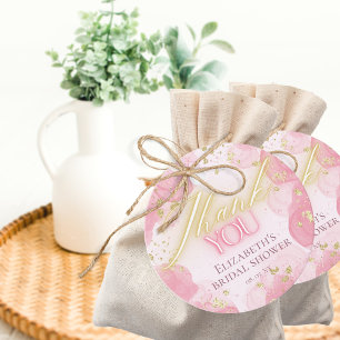 Waterverf Roze & Gouden Glitters Elegante Dank Je Bedankjes Labels