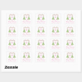 Waterverf Roze & Groen Kerst Monogram Crest Vierkante Sticker (Vel)