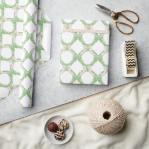 Waterverf Roze & Groene Bogen Garland Kerst Cadeaupapier