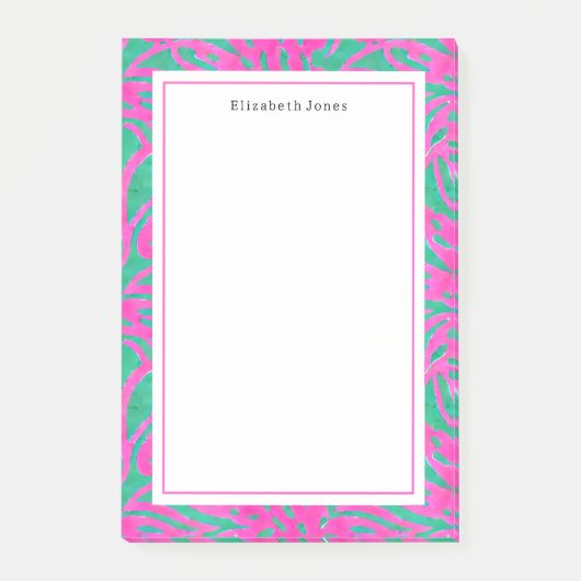 Waterverf Roze + Groene Damask Post-it® Notes (Voorkant)
