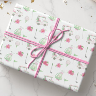 Waterverf Roze & Groene Golfkar Cadeaupapier