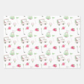 Waterverf Roze & Groene Golfkar Inpakpapier Vel (Voorkant)