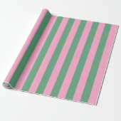 Waterverf roze & groene strepen cadeaupapier (Uitgerold)