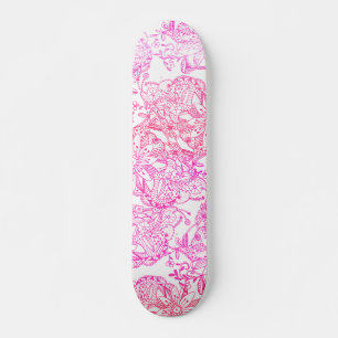 Waterverf Roze Hand geschilderd Tangle Bloempatroo Skateboard