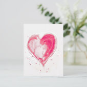 Waterverf roze hart briefkaart (Staand voorkant)