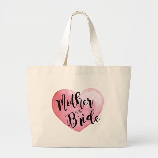 Waterverf Roze Hart Moeder van de Bruid Grote Tote Bag (Voorkant)