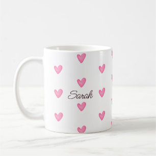 Waterverf roze harten Koffiemok