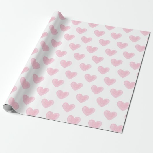 Waterverf roze harten. Liefde. Blush Valentijnse  Cadeaupapier (Uitgerold)