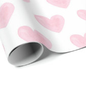 Waterverf roze harten. Liefde. Blush Valentijnse  Cadeaupapier (Rol Hoek)