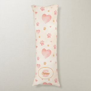 Waterverf Roze Harten & Paw Prints Patroon Lichaamskussen
