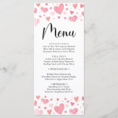 Waterverf Roze Harten Valentijnsdag Menu Kaart (Voorkant)