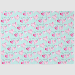 Waterverf roze hartenpatroon tissuepapier