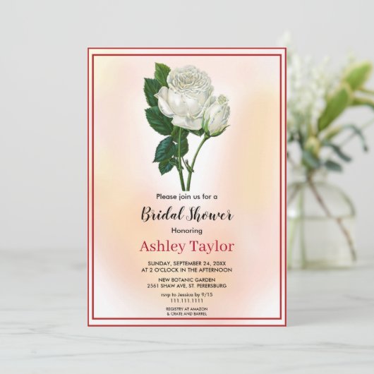 Waterverf roze herfst bloemige Bruiloftsborrel Kaart (Staand voorkant)