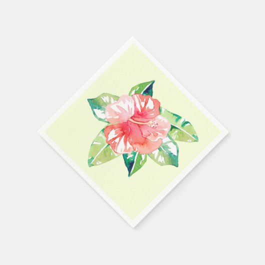 Waterverf Roze Hibiscus Tropische Floral Servet (Hoek)