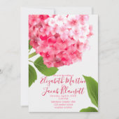 Waterverf Roze Hydrangea Bruiloft Kaart (Voorkant)