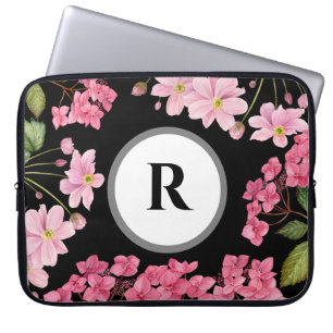 Waterverf Roze Hydrangea en Japans Anemone Laptop Sleeve