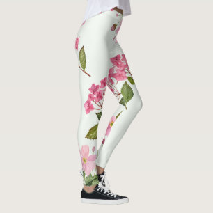 Waterverf Roze Hydrangea en Japans Anemone Leggings