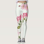 Waterverf Roze Hydrangea en Japans Anemone Leggings (Voorkant)