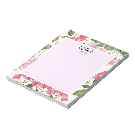 Waterverf Roze Hydrangea en Japans Anemone Notitieblok (Gedraaid)