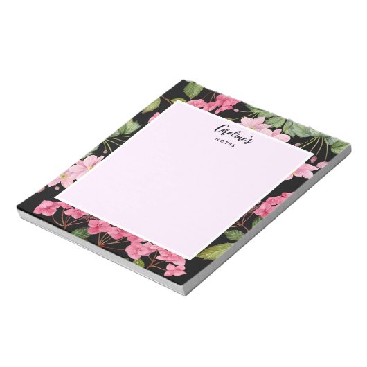 Waterverf Roze Hydrangea en Japans Anemone Notitieblok (Gedraaid)