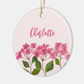 Waterverf Roze Hydrangea Lacecaps Bloemschilderij Keramisch Ornament (Links)