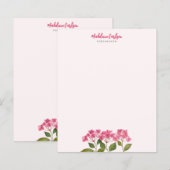 Waterverf Roze Hydrangea Lacecaps Floral Painting (Voorkant / Achterkant)