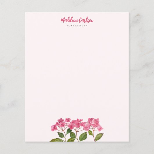 Waterverf Roze Hydrangea Lacecaps Floral Painting (Voorkant)